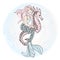 Winter Christmas Sea Ocean Color Vector Illustration MERMAID SEAHORSE