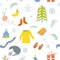 Winter and Christmas seamless pattern - cute design