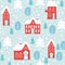 Winter Christmas seamless pattern with houses. Vector