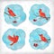 Winter Christmas Sticker Birds Rowan Tree Branches