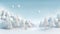 Winter christmas tale background with blue sky and snow. Merry Christmas and new year greeting card