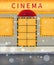 Winter cinema illustration. Warm colors digital painting. Movie