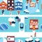 Winter city landscape seamless pattern in flat vector illustration.