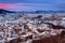 Winter City Scenery with Aerial View of Bergen Center at Twilight