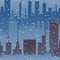 Winter in the city. Snowfall in the city seamless pattern