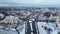 Winter cityscape of Grodno. Panorama city. A bird\\\'s-eye view from above of a wide highway. Flying a drone over the city
