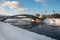 Winter cityscape of Vilnius with a modern King Mindaugas Bridge across Neris River
