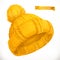 Winter clothes. Knitted cap, 3d vector icon
