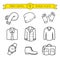 Winter clothes linear icons set