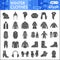 Winter clothes solid icon set, outdoor clothing symbols collection or sketches. Cold weather activewear glyph style