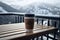 winter coffee, snow mountains, winter landscape,
