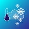 Winter cold weather thermometer snowflake color blue