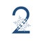 Winter collection of numbers - number 2. Snowflake font