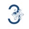 Winter collection of numbers - number 3. Snowflake font