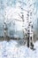 Winter colorful landscape of snowy forest. Hand drawn watercolor illustration