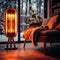 Winter comfort Infrared heater radiates warmth in a cozy home