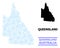 Winter Composition Map of Australian Queensland with Snowflakes