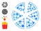 Winter Composition Pizza Pieces Icon with Snow Flakes