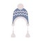 Winter cosy hat for cold or snow. Knitted blue cap, vector illustration