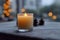 Winter coziness blurred aroma candle, perfect for reading at home