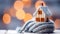 Winter Coziness Small House Wrapped in a Knitted Scarf - Generative AI