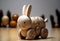 winter cute rabbit wooden toy