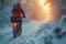 Winter cycling adventure Exploring snowy landscapes on a frosty ride