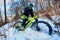 Winter cycling. Extreme riding on a mtb, mountain bicycle