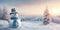 Winter dawn with a festive snowman: a charming way to celebrate the arrival of the Christmas holidays