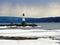 Winter day at FingerLakes Cayuga Lake Myers Park lighthouse