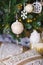 Winter decorations with Christmas ornaments