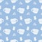 Winter decorative tea cups doodles seamless pattern