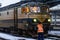 Winter detail train view. Train on the platform of Bucharest North Railway Station Gara de Nord Bucuresti in Bucharest, Romania