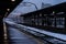 Winter detail train view. Train on the platform of Bucharest North Railway Station Gara de Nord Bucuresti in Bucharest, Romania