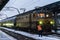 Winter detail train view. Train on the platform of Bucharest North Railway Station Gara de Nord Bucuresti in Bucharest, Romania