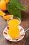 Winter drink orange oralet or oralette in a thin-waisted glass tea glass