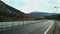 Winter Drive to Lourdes: European Highway with Snowy Pyrenees Backdrop