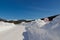 Winter driving on snow covered road