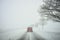 Winter driving by snowstorm poor visibility