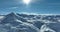 Winter drone shot of ski pistes and slopes covered with fresh powder snow in Tignes in Valdisere France