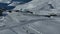 Winter drone shot of ski pistes and slopes covered with fresh powder snow in Tignes in Valdisere France