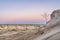 Winter dusk over badlands