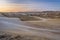 Winter dusk over badlands