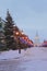 In winter evening on Sheinkman Street. Kazan, Russia