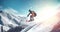 Winter Extreme athlete Sports ski jump on mountain, Generative AI
