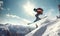 Winter Extreme athlete Sports ski jump on mountain, Generative AI