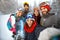 Winter, extreme sport and people concept - friends having fun on