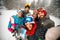 Winter, extreme sport and people concept - friends having fun on