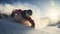 Winter extreme sports cool shot of snowboard and ski in motion