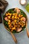 Winter or fall salad with kale and butternut squash